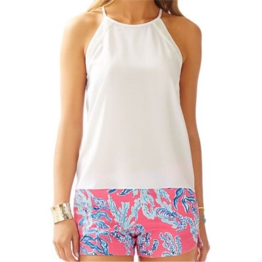Lilly‎ Pulitzer Jolie Silk Halter Top Resort White Women’s Small NEW